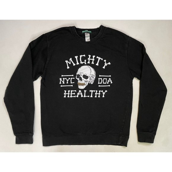Mighty Healthy Skull Crewneck Sweatshirt Men Adult Medium Black Graphic - Picture 1 of 5